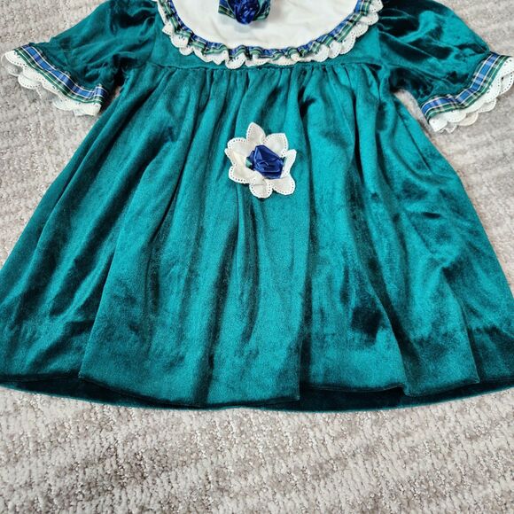 Good Lads vintage holiday special occasion velvet green dress size 18 months - Picture 4 of 12